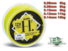 Jaxon Hegemon Supra 12x geflochtene Schnur 125m 0.06mm bis 0.14mm, fluo gelb